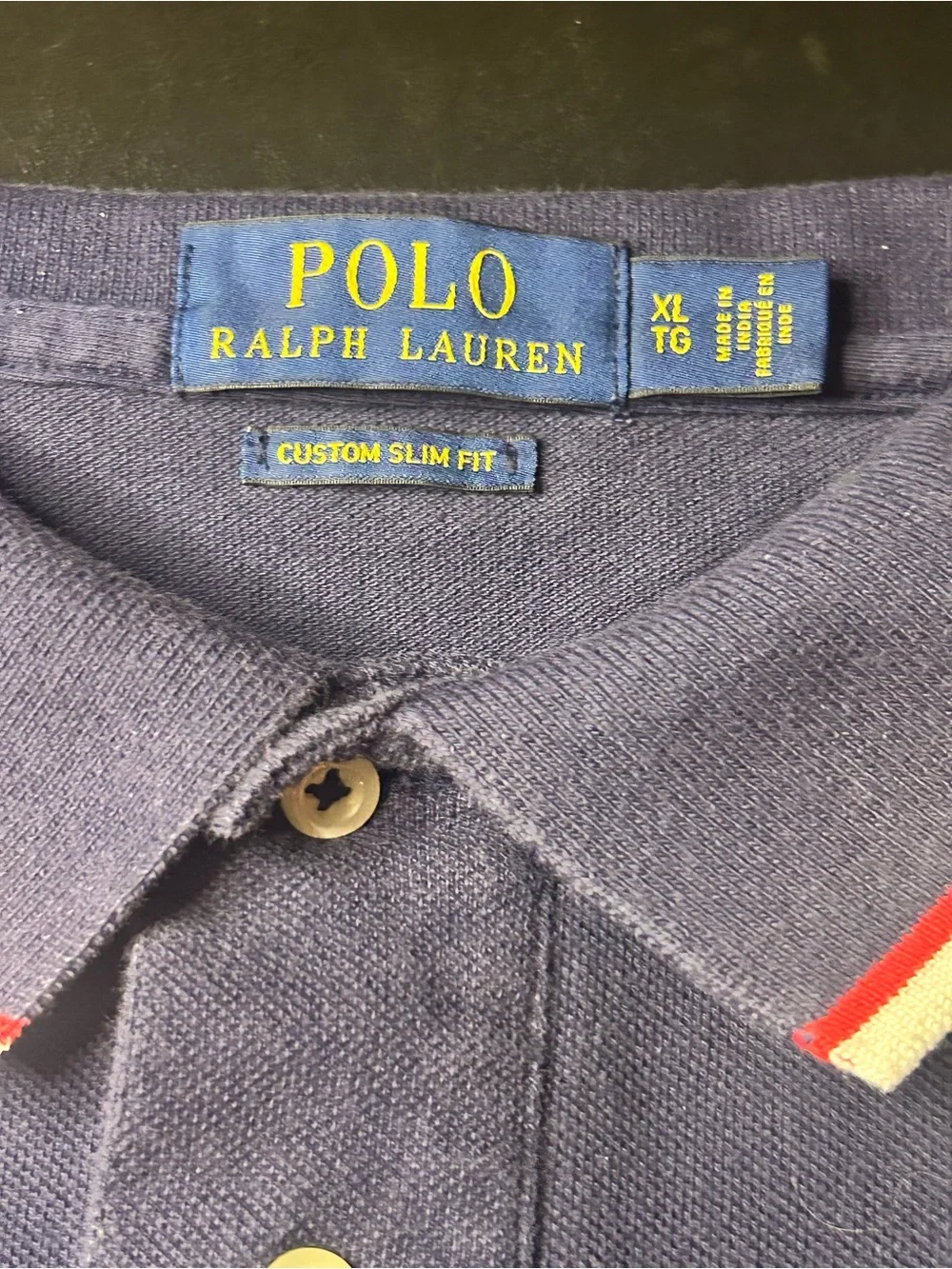 Ralph Lauren Navy Polo with Red Logo and Contrast Collar